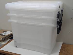 Set of 3 -128qt Extra Large Wheeled Latching Storage Box - Brightroom™: Stackable Plastic Tote with Built-In Handles & Lids