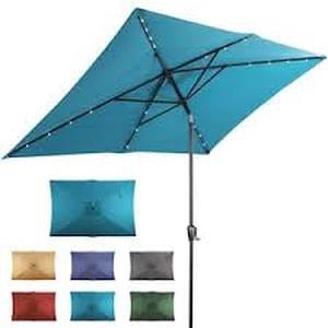 lot 78 image: Sun-Ray Market Umbrella 98H Steel Adjustable Tilt W Rectangular Canopy in Blue