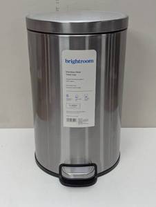 lot 144 image: 12L Round Step Trash Can - Brightroom - Silver