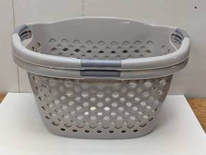 lot 141 image: Set of 2 - 1.8bu Hip Hugger Laundry Basket Gray - Brightroom
