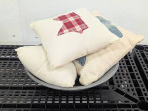 lot 12 image: 10 Stone Ware Bowl with 3 Filler MN Pillows - Center Piece