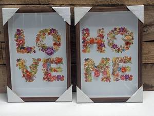 lot 43 image: Pair of LOVE & HOME Floral Picture Wall Decor