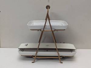 lot 126 image: 2 Tier Hearth & Hand Magnolia NORDIC Serving Plate - Blue