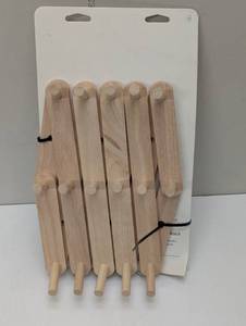 lot 129 image: Accordion 16 Hooks Rail Light Wood - Brightroom™ Wall Mounted Decorative Rack, Rubberwood