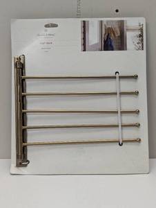 lot 132 image: Brushed Metal Swivel Coat Rack Brass Finish - Easy Mount