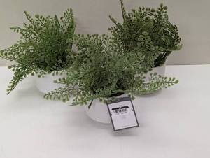 lot 133 image: Set of 3 Faux Fern in Ceramic Planter - Table Top Decor