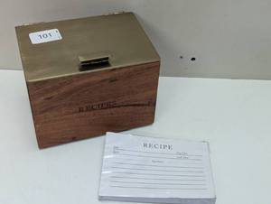 lot 101 image: BrassWood Magnolia Recipe Box with Cards