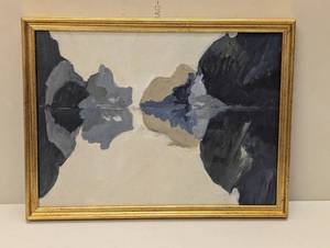 lot 109 image: 16 x 12 Abstract Framed Cotton Canvas on Board Antique Gold - Threshold designed with Studio McGee Modern Style, Polystyrene Frame