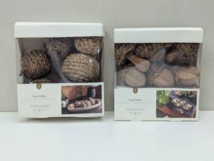 lot 117 image: 12 Piece Vase Filler - Apples, Acorns, Mushrooms - RopeTwine