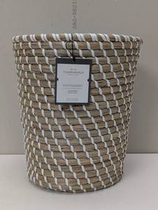 lot 122 image: Handcrafted Waste Basket - 11 inch Woven Grass with Liner