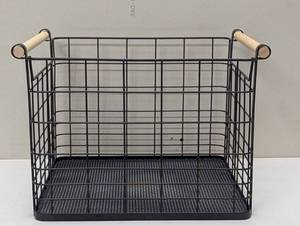 lot 90 image: 14 Metal Mesh and Wood Storage Crate with Handles