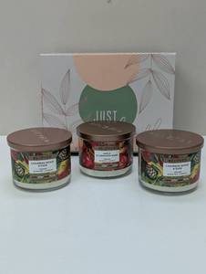 lot 97 image: Just Breath Candle Box Set - 3 Vegan Scented Candles with Gift Box