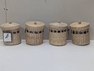 lot 74 image: Set of 4  Threshold Woven Canister Natural