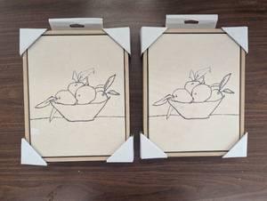 lot 53 image: Set of 2 - 8x10 - Painted canvas - Threshold - Framed - Fruit Basket