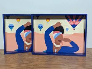 lot 113 image: Pair of Wood Serving Trays - Artistic Dance