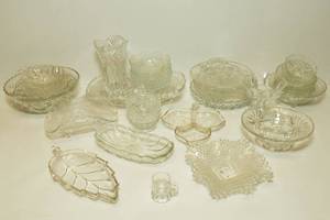 lot 1 image: Huge Lot of Clear Cut Glass - 30 Pieces
