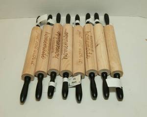 lot 3 image: 8 Brand New Rolling Pins with Cute Engravings