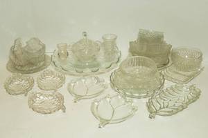 lot 14 image: 30 Pieces of Clear Cut Glass
