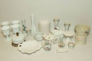lot 40 image: Miscellaneous White Glassware Items