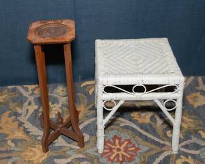 lot 199 image: Wicker Table and Plant Stand