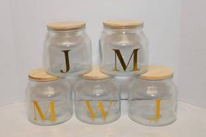 J, M, and W Initialed Jars - 5 Total