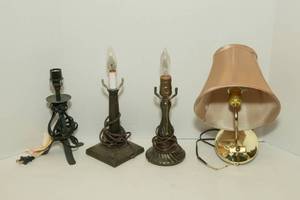 lot 81 image: Three Small Lamps and One Wall Sconce Lamp