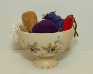lot 126 image: Bowl with Hallmark Plush Fruits and Vegetables