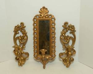 lot 138 image: Three Gold Toned Wall Sconces
