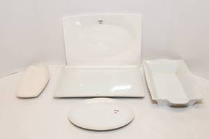 lot 230 image: Five Large White Serving Platters