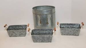 lot 232 image: Metal Waste Basket and Three Metal Containers