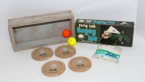 lot 285 image: Miscellaneous Golf Items - Stone Coasters, Tees, and Golfball Ice Cube Tray
