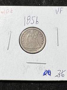 lot 09 image: 1856 US SEATED LIBERTY DIME
