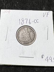 lot 10 image: 1876-CC US SEATED LIBERTY DIME