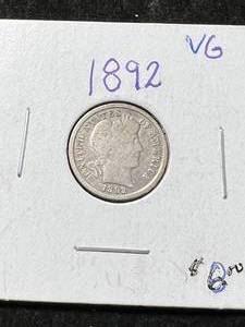 lot 11 image: 1892 US BARBER DIME