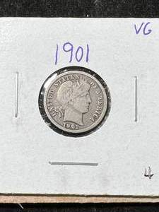 lot 14 image: 1901 US BARBER DIME