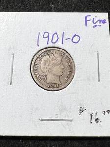 lot 15 image: 1901-O US BARBER DIME
