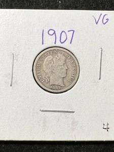 lot 17 image: 1907 US BARBER DIME