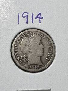 lot 20 image: 1914 US BARBER DIME