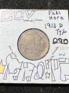 lot 21 image: 1913-D TY.2 US BUFFALO NICKEL