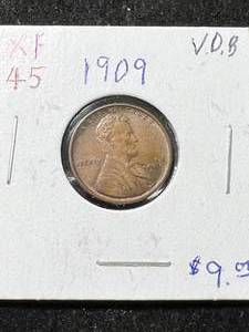lot 30 image: 1909-VDB US WHEAT CENT XF45