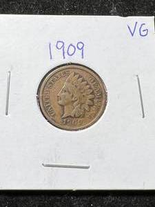 lot 32 image: 1909 US INDIAN HEAD CENT VG