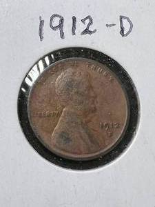 lot 34 image: 1912-D US WHEAT CENT
