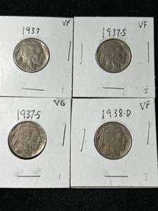 lot 51 image: 4 US BUFFALO NICKELS