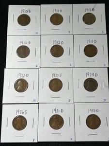 lot 52 image: GROUP OF 12 US WHEAT CENTS
