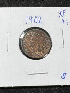 lot 57 image: 1902 US INDIAN HEAD CENT XF45