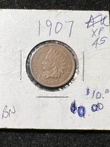 lot 61 image: 1907 US INDIAN HEAD CENT XF45
