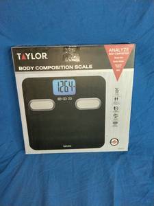 lot 166 image: Taylor Glass Body Composition Bathroom Scale - Black