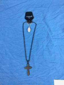 lot 187 image: New Stainless Steel Cross Lord Prayer Pendant Necklace