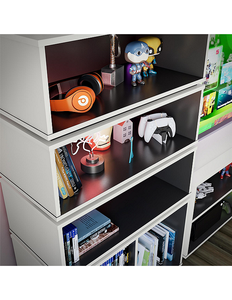 lot 199 image: NTense Shadow Gaming & Collectable Display Storage Bookcase - White