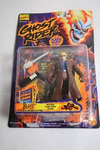lot 15 image: Ghost Rider Action Figure with Flame Glow and Custom Comic Book